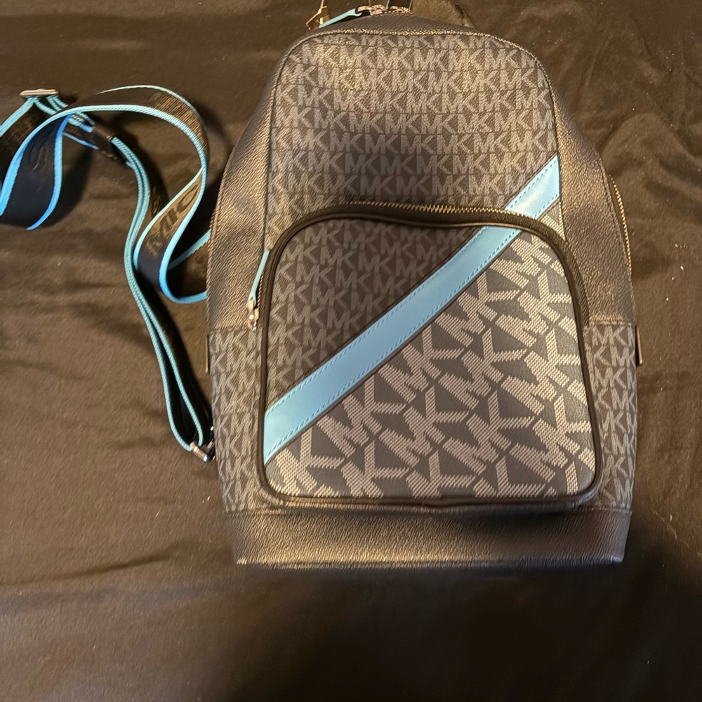 Michael Kors Black and Blue Monogram crossbody